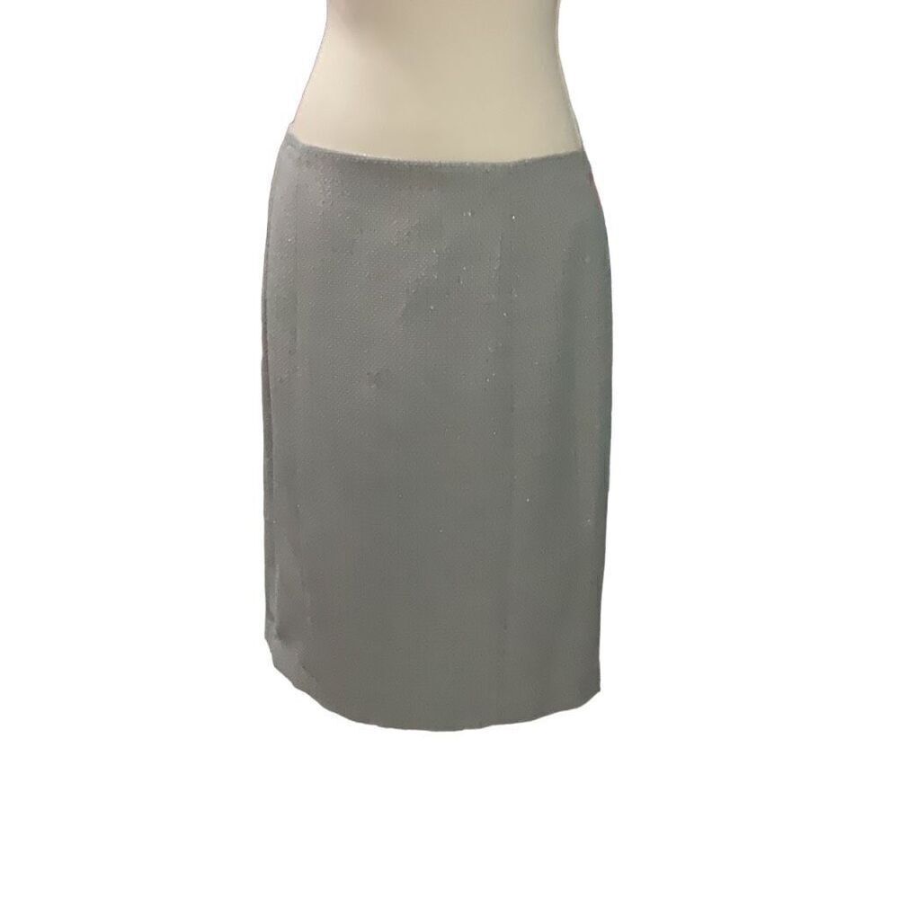 LE Suit 1 pc Gray Tweed Silver Metallic Pencil Straight Skirt Side Zip Side 6